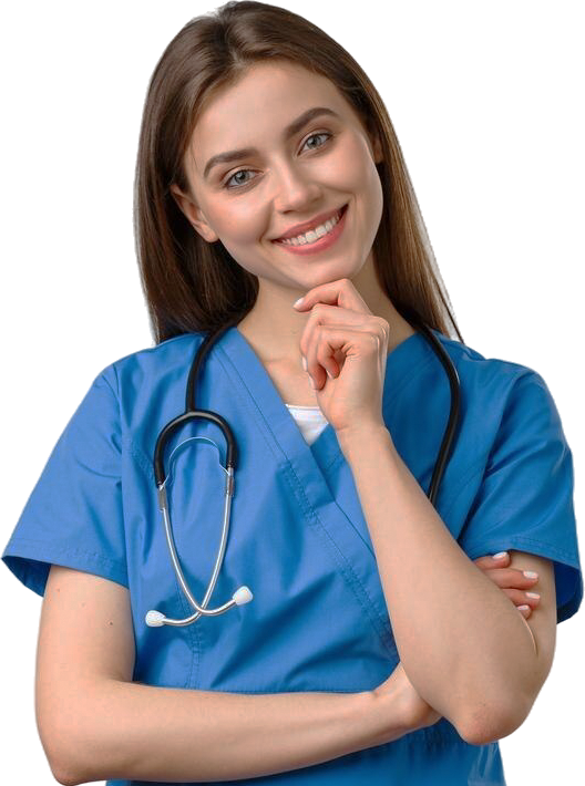 Cuidadora olhando e sorrindo